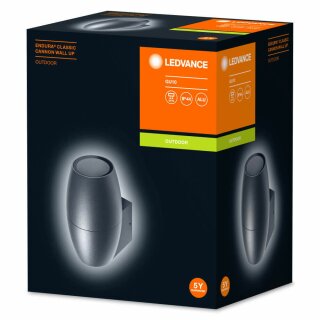 Ledvance Wandleuchte Endura Classic Cannon Wall Up dunkelgrau IP44 max. 35W GU10