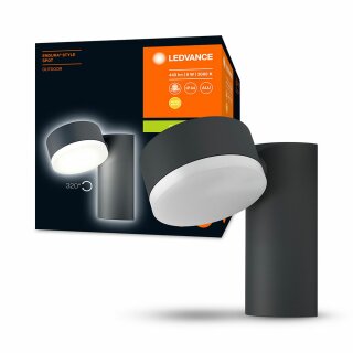 Ledvance LED Außenwandleuchte Endura Style Spot Dunkelgrau IP44 8W 440lm warmweiß 3000K verstellbar