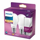 2 x Philips LED A60 Birnenform 10,5W = 100W E27 matt 1521lm warmweiß 2700K