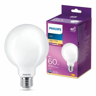 Philips LED Filament Leuchtmittel G95 Globe 7W = 60W E27 matt 806lm warmweiß 2700K