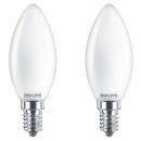 2 x Philips LED Filament Leuchtmittel Kerzen 4,3W = 40W E14 matt 470lm warmweiß 2700K