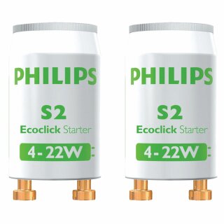 2 x Philips Leuchtstoffröhren Ecoclick Starter S2 4 - 22W