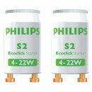 2 x Philips Leuchtstoffröhren Ecoclick Starter S2 4...