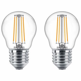 2 x Philips LED Filament Leuchtmittel Tropfen 4,3W = 40W E27 klar 470lm warmweiß 2700K