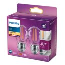 2 x Philips LED Filament Leuchtmittel Tropfen 4,3W = 40W E27 klar 470lm warmweiß 2700K