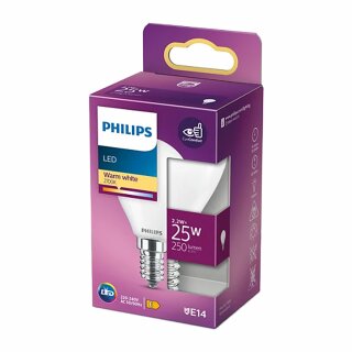 Philips LED Leuchtmittel Tropfen 2,2W = 25W E14 matt 250lm warmweiß 2700K
