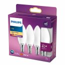 3 x Philips LED Filament Leuchtmittel Kerzen 4,3W = 40W E14 matt 470lm warmweiß 2700K