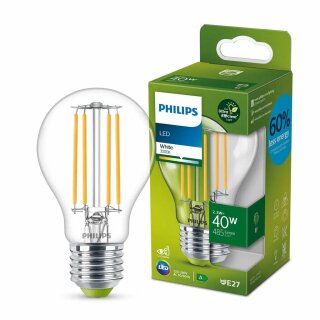 Philips LED Filament A60 Birnenform 2,3W = 40W E27 klar 485lm warmweiß 3000K ultra effizient