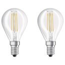 2 x Osram LED Filament Leuchtmittel Tropfen P45 4W = 40W E14 klar 470lm warmweiß 2700K