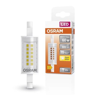 Osram LED Leuchtmittel Stabform Slim Line 78mm 7W = 60W R7s 806lm warmweiß 2700K 300°
