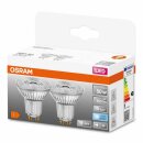 2 x Osram LED Leuchtmittel Reflektor Glas PAR16 4,3W = 50W GU10 350lm Neutralweiß 4000K 36°