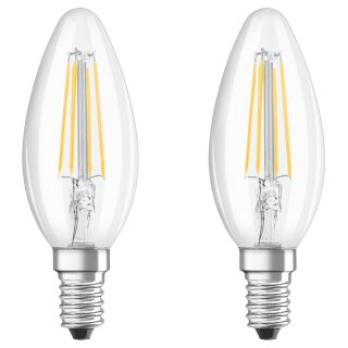 2 x Osram LED Filament Leuchtmittel Kerzen 4W = 40W E14 klar 470lm Neutralweiß 4000K