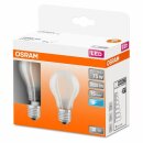 2 x Osram LED Filament Leuchtmittel Birne A60 7,5W = 75W E27 matt 1055lm Neutralweiß 4000K 300°