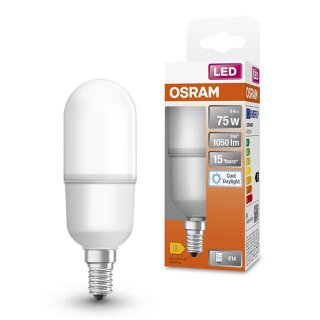 Osram LED Leuchtmittel Röhre Stick 9W = 75W E14 matt 1050lm kaltweiß 6500K Tageslicht