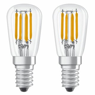 2 x Osram LED Filament Leuchtmittel Röhre T26 Kühlschrank 2,8W = 25W E14 klar 250lm warmweiß 2700K