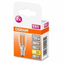 2 x Osram LED Filament Leuchtmittel Röhre T26 Kühlschrank 2,8W = 25W E14 klar 250lm warmweiß 2700K