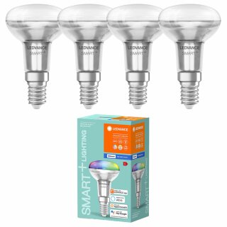 4 x Ledvance LED Smart+ Glas Reflektor R50 3W = 40W E27 matt 210lm RGBW 2700K-6500K Dimmbar App Google Alexa Bluetooth