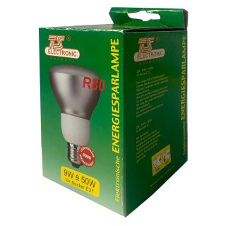 TS Electronic Energiesparlampe Reflektor R80 9W = 50W E27 matt 380lm warmweiß 2700K