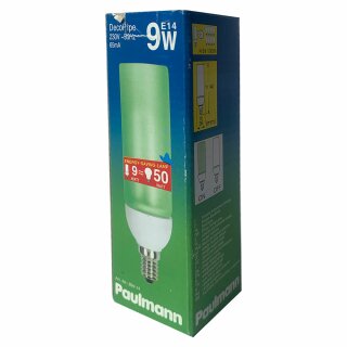 Paulmann Energiesparlampe DecoPipe Röhrenform 9W = 50W E14 Grün