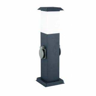 Hi Lite Energiesäule 2-fach Gartensteckdose Außenleuchte 40cm Anthrazit IP44 max. 40W E27