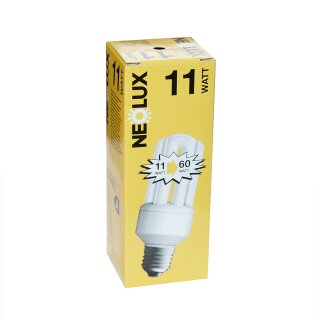 Neolux Energiesparlampe Röhre 11W = 60W E27 Sparlampe Warmweiß 2700K Sparbirne