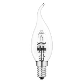 Merkur Halogen Windstoß Kerze 20W = 27W E14 klar 240V 235lm warmweiß 2900K dimmbar