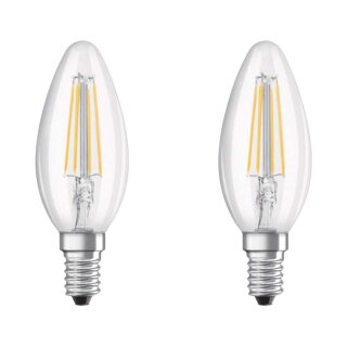 2 x Osram LED Filament Leuchtmittel Kerzen 4W = 40W E14 klar 470lm warmweiß 2700K