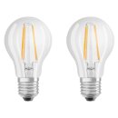 2 x Osram LED Filament Leuchtmittel Birne A60 4W = 40W E27 klar 470lm warmweiß 2700K 300°