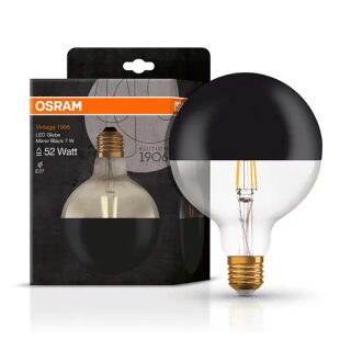 Osram LED Filament G125 Globe Vintage 7W = 52W E27 Kopfspiegel Schwarz matt 680lm warmweiß 2700K