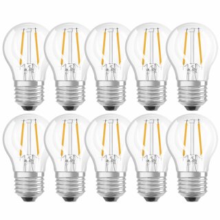 10 x Osram LED Filament Leuchtmittel P45 Tropfen 2,8W = 25W E27 klar 250lm warmweiß 2700K DIMMBAR