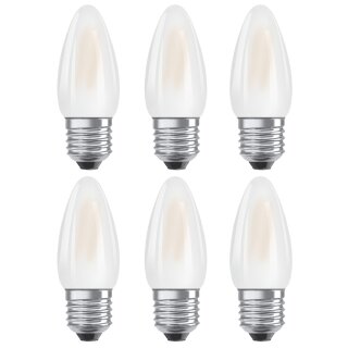 6 x Osram LED Filament Leuchtmittel Kerze 4,8W = 40W E27 matt 470lm warmweiß 2700K 300° DIMMBAR
