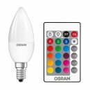 2 x Osram LED Kerze 4,5W = 25W E14 matt 250lm RGBW warmweiß 2700K Farbwechsel mit Fernbedienung