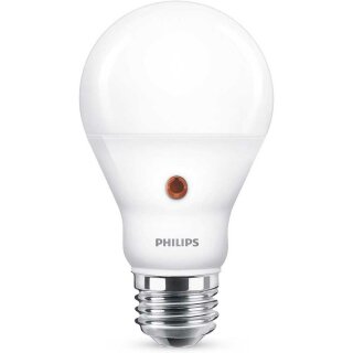 Philips LED Birnenform 7,5W = 60W E27 matt 806lm warmweiß 2700K Auto Ein-/Aus-Lichtsensor