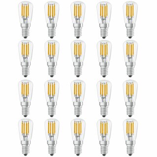 20 x Osram LED Filament Leuchtmittel Röhre T26 Kühlschrank 2,8W = 25W E14 klar 250lm warmweiß 2700K