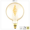 LED Spiral Filament G200 Globe 7W = 40W E27 Gold 470lm...