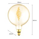 LED Spiral Filament G200 Globe 7W = 40W E27 Gold 470lm extra warmweiß 1800K DIMMBAR