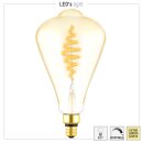 LED Spiral Filament ST164 Edison 7W = 40W E27 Gold 470lm extra warmweiß 1800K DIMMBAR