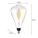 LED Spiral Filament ST164 Edison 8,5W = 20W E27 Rauchglas 200lm extra warmweiß 1800K DIMMBAR