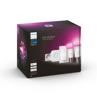 Philips Hue Starter-Set mit 2 x LED Leuchtmittel Pilz 9W = 60W E27 matt 806lm RGB + CCT 2200-6500K dimmbar