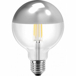 Blulaxa LED Filament Leuchtmittel G125 Globe 7W = 50W E27 Kopfspiegel Silber 645lm warmweiß 2700K 180°