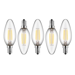 5 x Blulaxa LED Filament Leuchtmittel Kerze 4,5W E14 klar 470lm warmweiß 2700K 300°