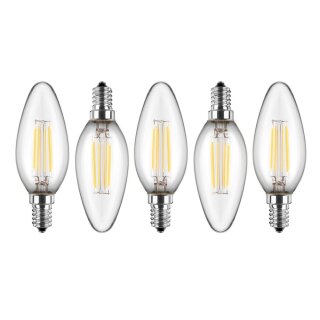 5 x Blulaxa LED Filament Leuchtmittel Kerze 4,5W E14 klar 470lm warmweiß 2700K 300°