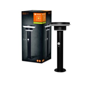 Ledvance Solar Außenleuchte Sockellampe Endura Style Schwarz IP44 6W 600lm Warmweiß 3000K Dimmbar Bewegungsmelder