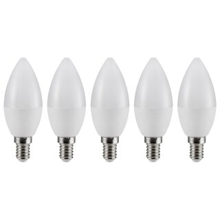 5 x Müller-Licht LED Kerzen 5,5W = 40W E14 matt 470lm warmweiß 2700K 180°