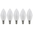 5 x Müller-Licht LED Kerzen 5,5W = 40W E14 matt 470lm warmweiß 2700K 180°