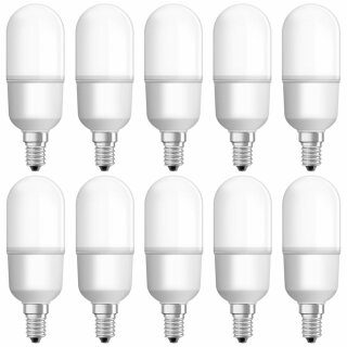 10 x Osram LED Leuchtmittel Röhre Stick 9W = 75W E14 matt 1050lm kaltweiß 6500K Tageslicht