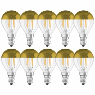 10 x Osram LED Filament Leuchtmittel Tropfen 4W = 34W E14 Kopfspiegel Gold 380lm warmweiß 2700K