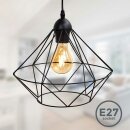 B.K.Licht Pendelleuchte Retro Draht Vintage Schwarz Ø32cm max. 40W E27 ohne Leuchtmittel