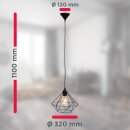 B.K.Licht Pendelleuchte Retro Draht Vintage Schwarz Ø32cm max. 40W E27 ohne Leuchtmittel