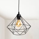 B.K.Licht Pendelleuchte Retro Draht Vintage Schwarz Ø32cm max. 40W E27 ohne Leuchtmittel